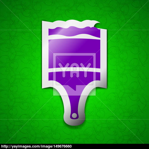 Paint Brush Icon Sign Symbol Chic Colored Sticky Label On Green