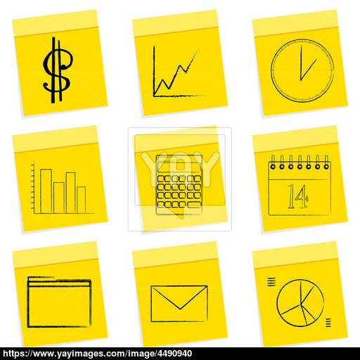Business Icons, Sticky Notes Image