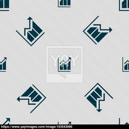 Growing Bar Chart Icon Sign Seamless Pattern With Geometric