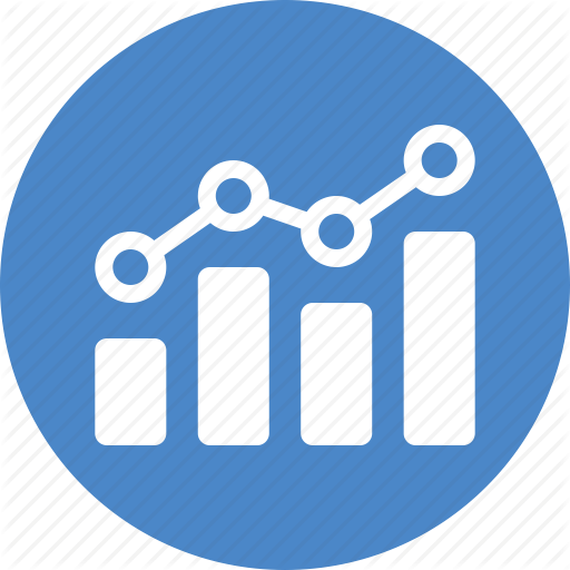 Analytics, Blue, Chart, Circle, Earnings, Finance, Stock Market Icon