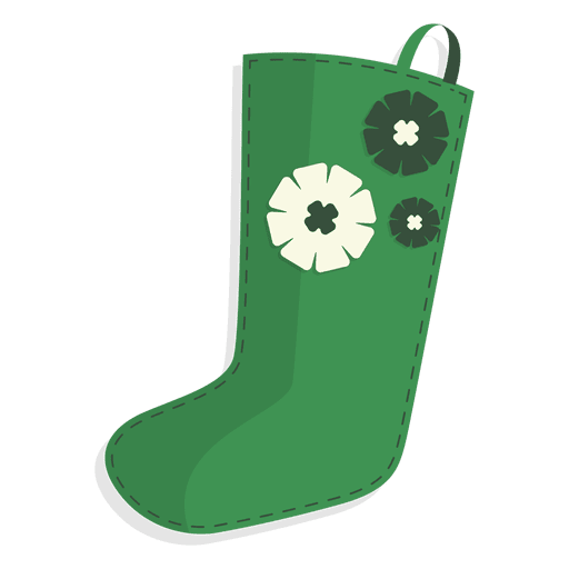 Green Flowers Christmas Stocking Icon