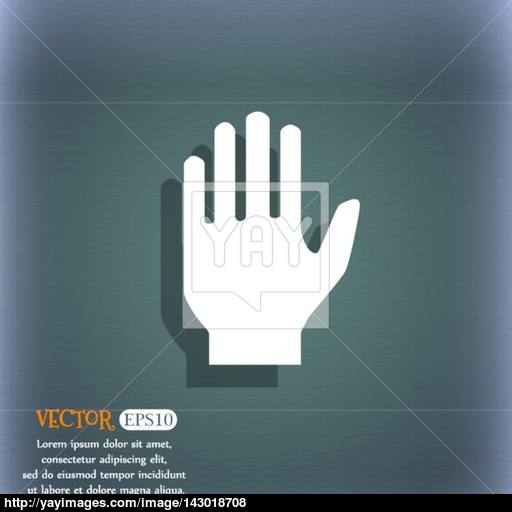 Hand Print Sign Icon Stop Symbol On The Blue Green Abstract