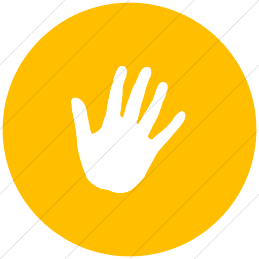 Flat Circle White On Yellow Classica Stop Hand Icon