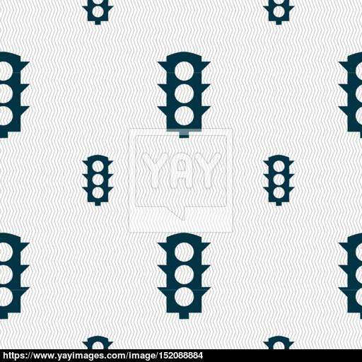 Traffic Light Signal Icon Sign Seamless Pattern With Geometric