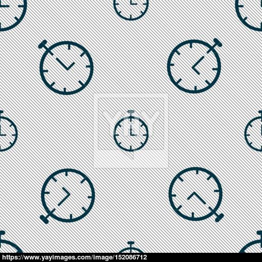 Stopwatch Icon Sign Seamless Pattern With Geometric Texture