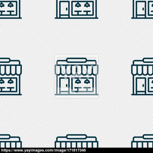 Store Icon Sign Seamless Pattern With Geometric Texture Vector