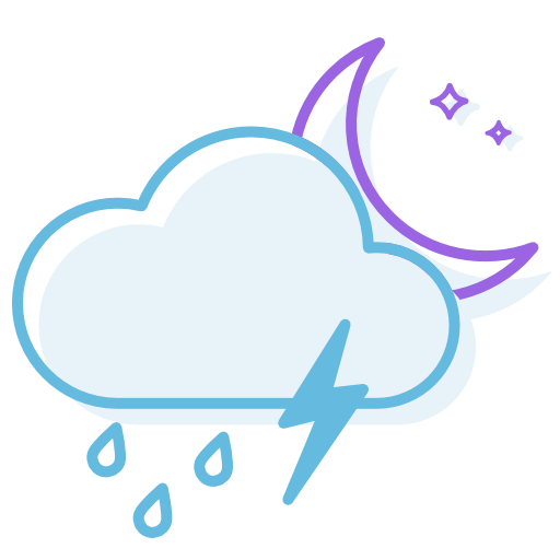 Thunder, Storm, Ranny, Night, Weather, Moon Icon Free Of Weather