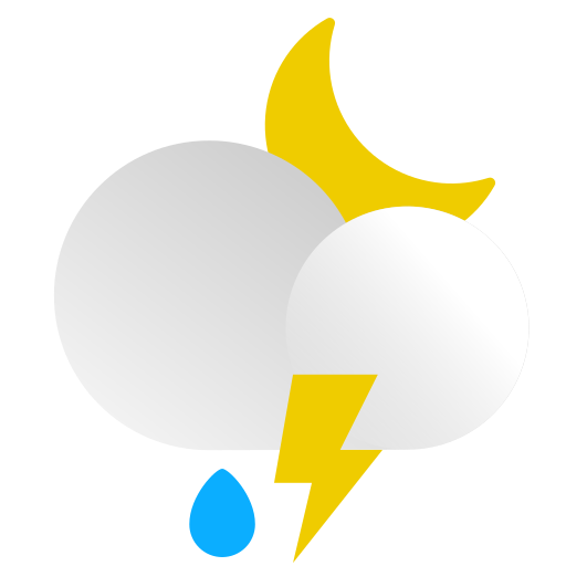 Weather, Half Moon, Cloud, Stormy, Storm, Rain, Thunerbolt Icon