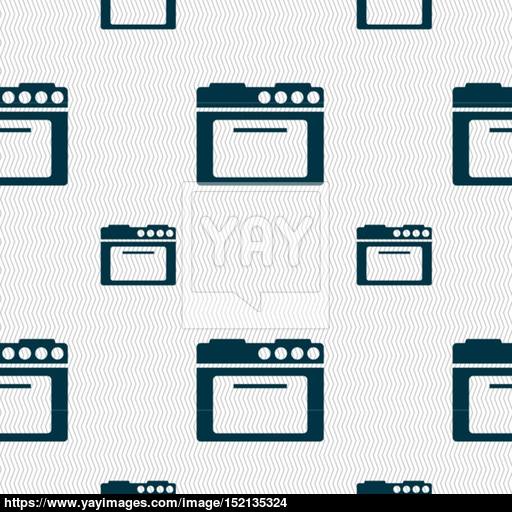 Kitchen Stove Icon Sign Seamless Pattern With Geometric Texture