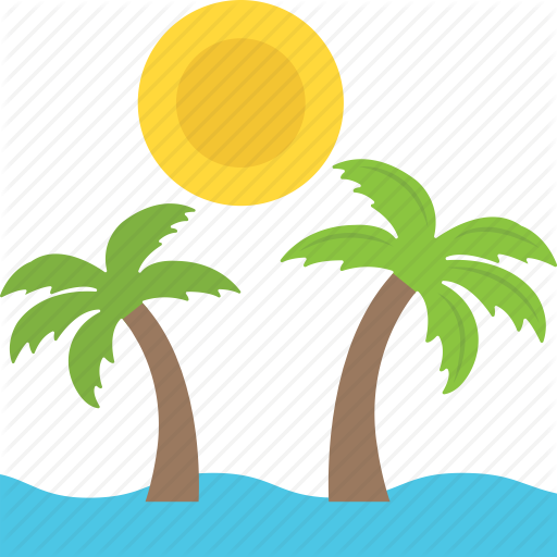 Island, Palms And Beach, Sea Panorama, Summer Vacation, Tropical