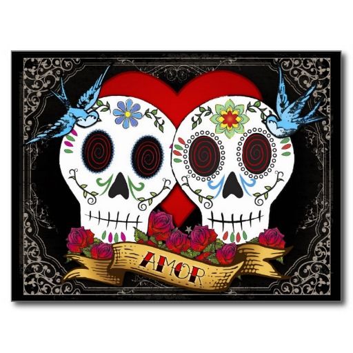 Love Skulls Save The Date Postcard Cards