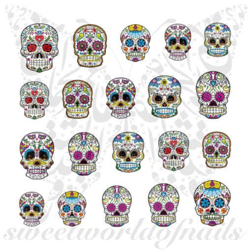 Sugar Skulls Nail Art Nail Water Decals Slides Set Products