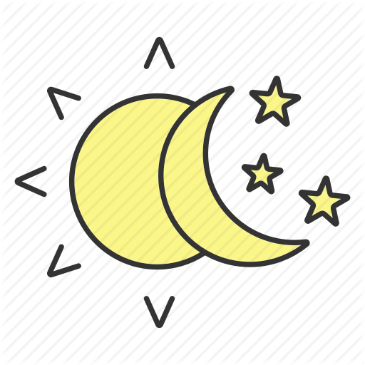 Bedtime, Crescent, Moon, Night, Sleep, Stars, Sun Icon