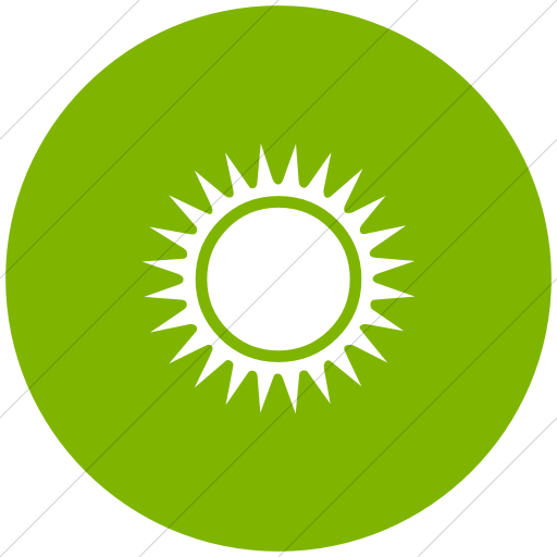 Flat Circle White On Green Classica Black Sun With Rays