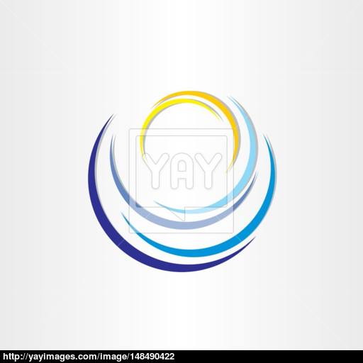 Water Wave With Sun Tourism Icon Vector