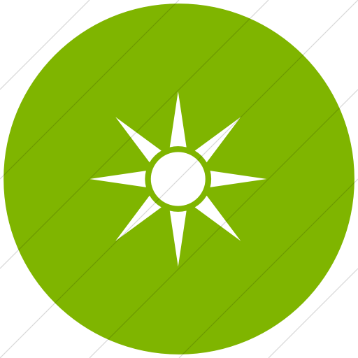 Flat Circle White On Green Classica Sunburst Icon