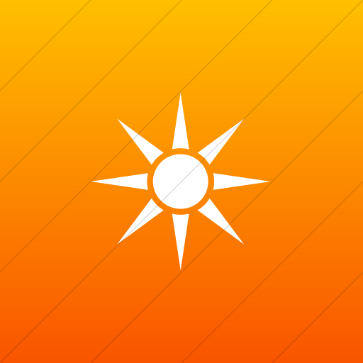 Flat Square White On Orange Gradient Classica Sunburst Icon