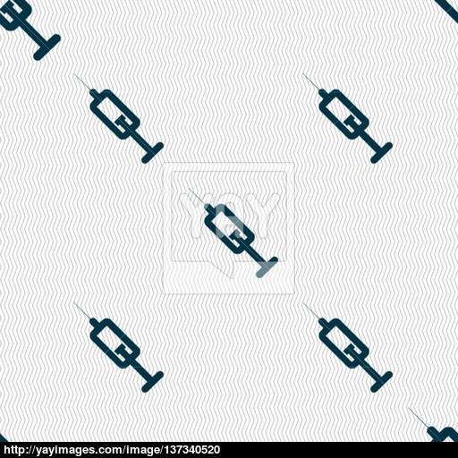 Syringe Icon Sign Seamless Pattern With Geometric Texture Vector