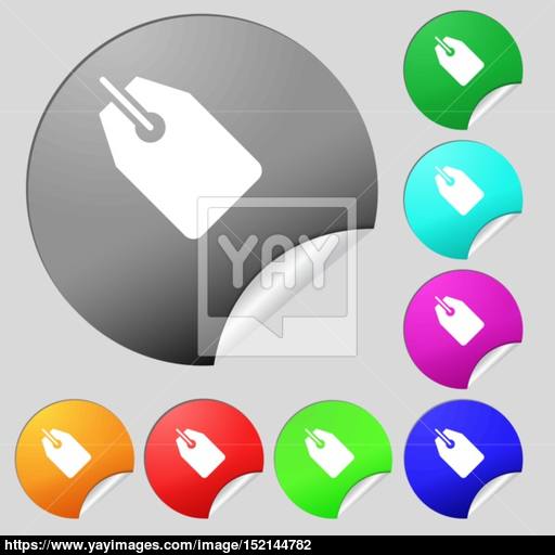 Web Stickers, Tags And Banners Icon Sign Set Of Eight Multi