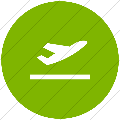 Flat Circle White On Green Raphael Plane Take Off Icon