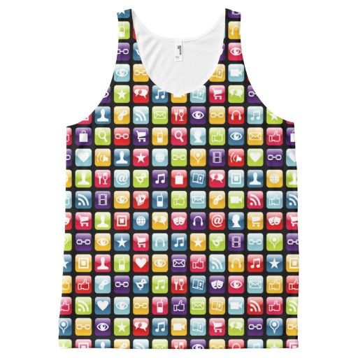 Mobile Phone App Icons Pattern All Over Print Tank Top Tank Tops