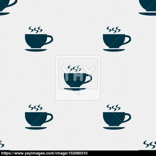 The Tea And Cup Icon Sign Seamless Pattern With Geometric Texture