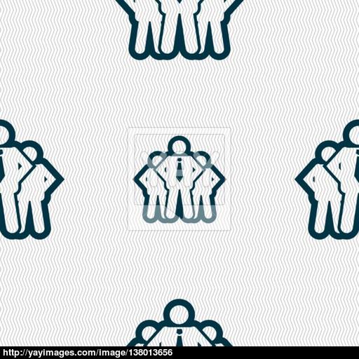 Business Team Icon Sign Seamless Pattern With Geometric Texture