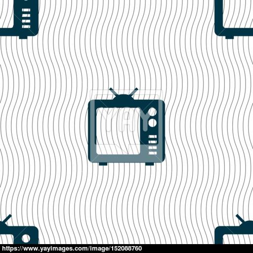 Old Tv, Television Icon Sign Seamless Pattern With Geometric