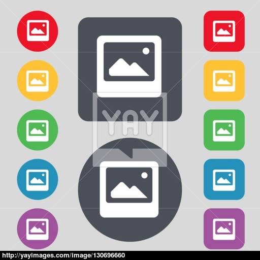 Photo Frame Template Icon Sign A Set Of Colored Buttons Flat
