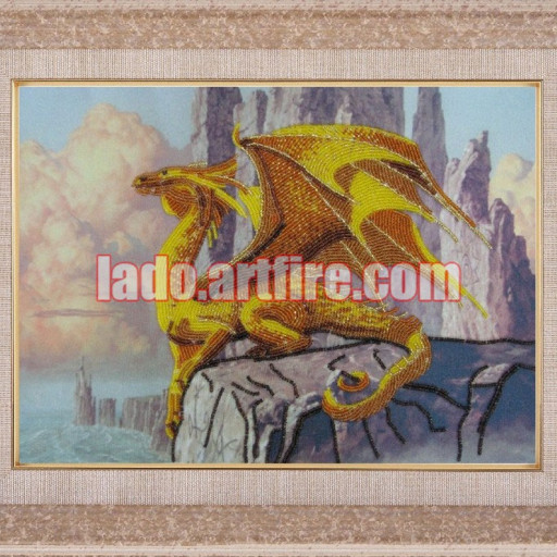 Smaug Diy Beaded Embroidery Kit, Room Decor, Beadwork, Beadpoint