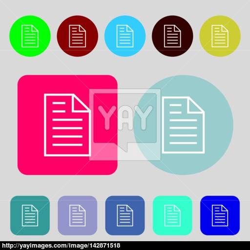 Text Sign Icon Document Symbol Colored Buttons