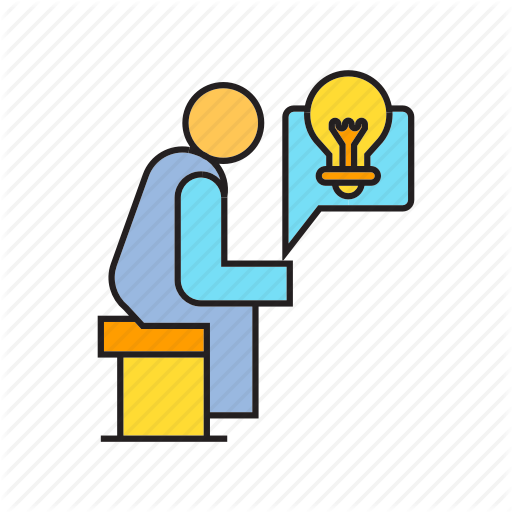 Creative, Idea, Light Bulb, People, Sitting, Think, Thinker Icon