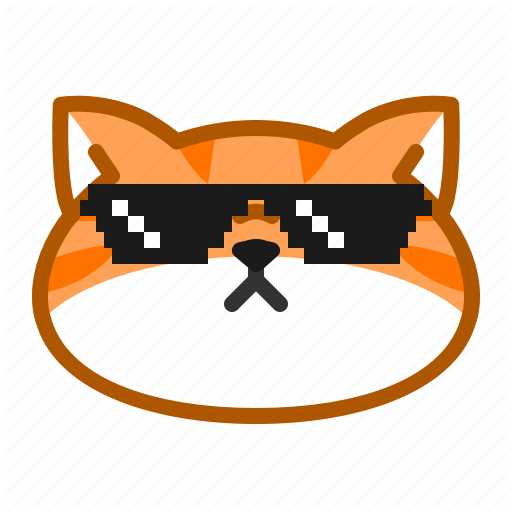 Cat, Cute, Emoticon, Glasses, Thug Life Icon