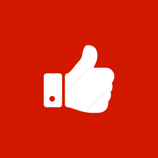 Flat Square White On Red Bootstrap Font Awesome Thumbs