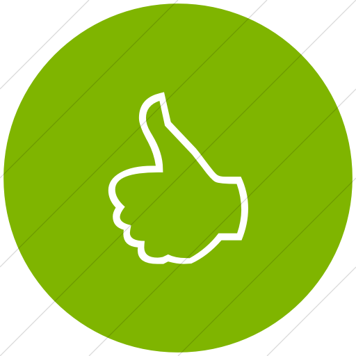 Flat Circle White On Green Classica Thumbs Up Outline