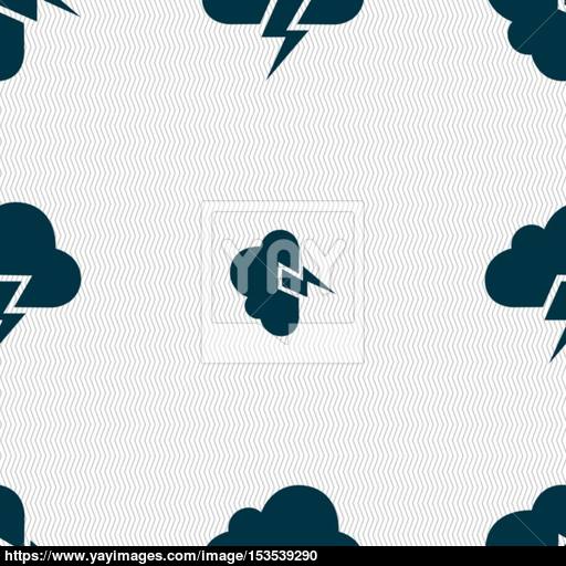 Heavy Thunderstorm Icon Sign Seamless Pattern With Geometric