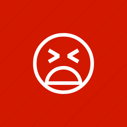 Flat Square White On Red Classic Emoticons Tired Face Icon