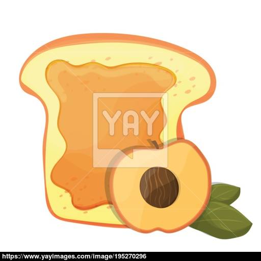 Peach Or Apricot Jam Breakfast Toast, Vector Morning Meal