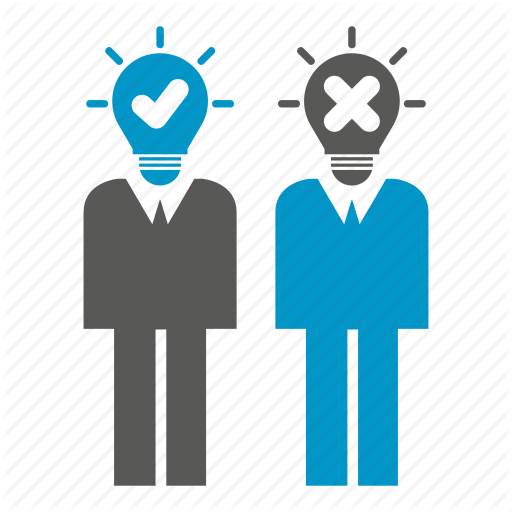 Bulb, Idea, People, Right, Think, Together, Wrong Icon