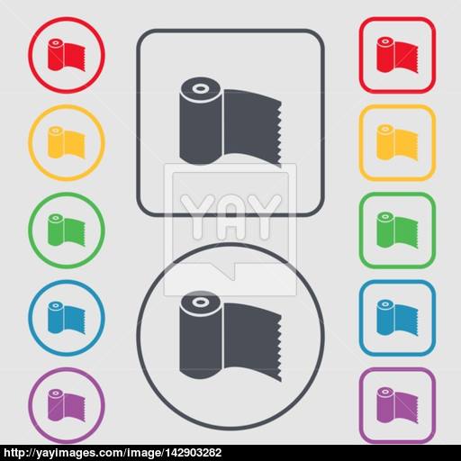 Toilet Paper, Wc Roll Icon Sign Symbols On The Round And Square