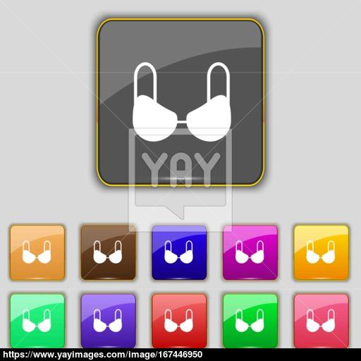 Brassiere Top Icon Sign Set With Eleven Colored Buttons For Your