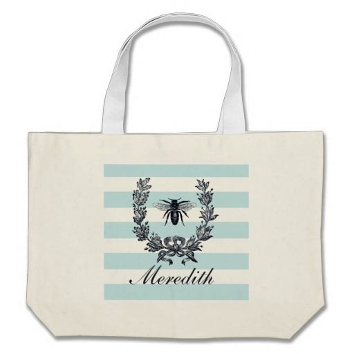 Vintage French Bee Icon Embedded In Laurel Wreath Large Tote Bag