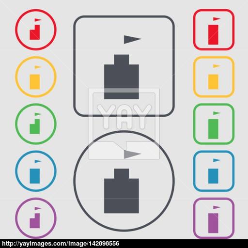 Tower Icon Set Flat Modern Symbols On The Round And Square