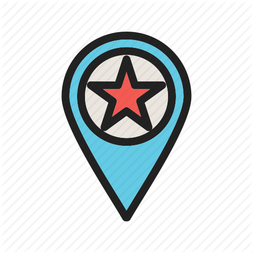 Favorite, Location, Map, Pin, Sign, Star, Town Icon