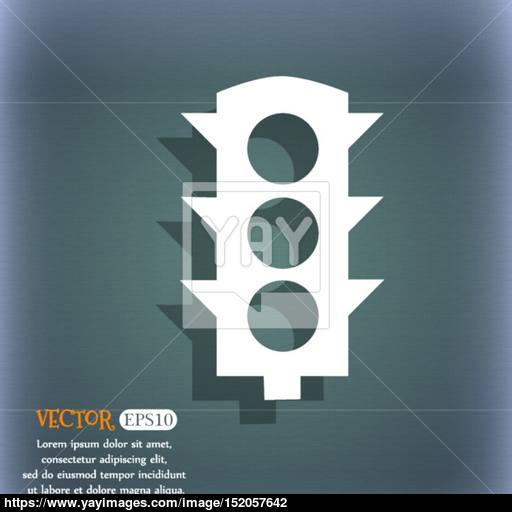 Traffic Light Signal Icon On The Blue Green Abstract Background