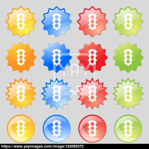 Traffic Light Signal Icon Sign Big Set Of Colorful Modern