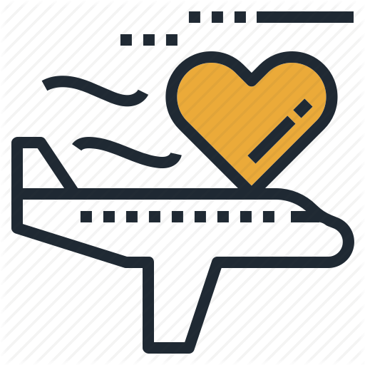 Airplane, Flight, Fly, Heart, Love, Travel Icon