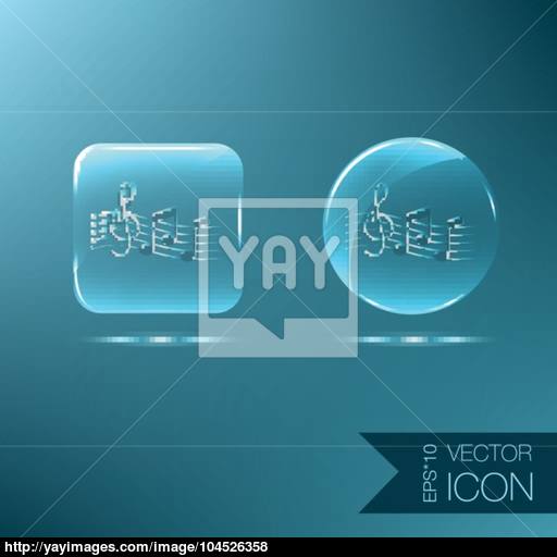 Musical Notes And Treble Clef Symbol Muzykiki Icon Art