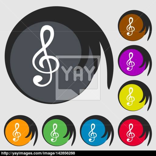Treble Clef Icon Symbols On Eight Colored Buttons Vector Vector