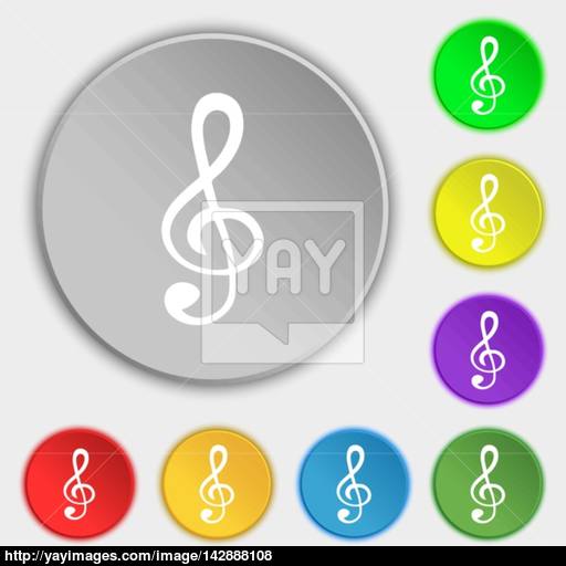 Treble Clef Icon Symbols On Eight Flat Buttons Vector Vector